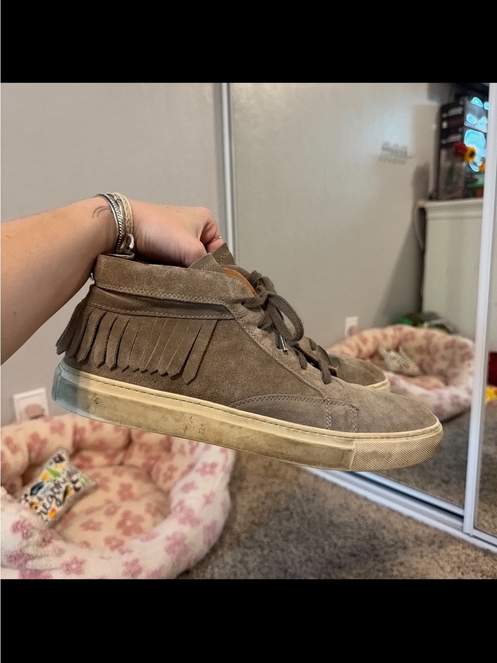 John Varvatos Suede Fringe High-Top Sneakers